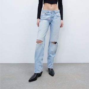 Zara Ripped Straight Jean